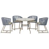 Mesa Com 4 Cadeiras E Noronha Estofado 8 Trama Original Prata