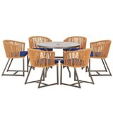 Mesa E 6 Cadeiras Jantar Noronha Marrom E10 Trama Original Terra Cota