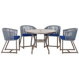 Mesa Com 4 Cadeiras E Noronha Estofado 10 Trama Original Prata