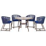 Mesa Com 4 Cadeiras E Noronha Estofado 10 Trama Original Azul