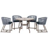 Mesa Com 4 Cadeiras E Noronha Estofado 12 Trama Original Prata