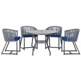 Mesa Com 4 Cadeiras E Noronha Estofado 10 Trama Original Prata