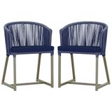 2 Cadeiras De Jantar Noronha Fendi Corda Nautica E10 Trama Azul