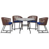 Mesa Com 4 Cadeiras E Noronha Estofado 10 Trama Original Marrom
