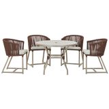 Mesa Com 4 Cadeiras E Noronha Estofado 3 Trama Original Marrom