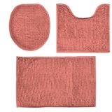 Tapetes Para Banheiro De Microfibra Antiderrapante Soft Ball Short 3 Peças - Rio Home Rosa