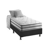 Cama Box Solteiro: Colchão Molas Ensacadas Duo Sono + Base Crc Suede Gray (88x188)