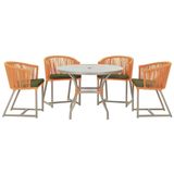 Mesa Com 4 Cadeiras E Noronha Estofado 13 Trama Original Terra Cota