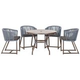 Mesa Com 4 Cadeiras E Noronha Estofado 11 Trama Original Prata
