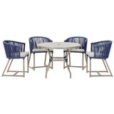 Mesa Com 4 Cadeiras E Noronha Estofado 3 Trama Original Azul