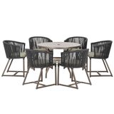 Mesa E 6 Cadeiras E Noronha Marrom E8 Trama Original Preto