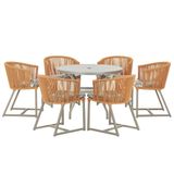 Mesa E 6 Cadeiras De Jantar Noronha Fendi E6 Trama Original Terra Cota
