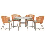 Mesa Com 4 Cadeiras E Noronha Estofado 5 Trama Original Terra Cota