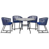 Mesa Com 4 Cadeiras E Noronha Estofado 10 Trama Original Azul
