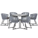 Mesa E 6 Cadeiras E Noronha Preto E11 Trama Original Prata