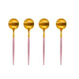 Colheres De Sobremesa Inox Dourado E Rosa Lady 4 Peças - Casambiente