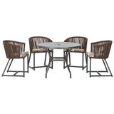 Mesa Com 4 Cadeiras E Noronha Estofado 6 Trama Original Marrom