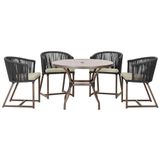 Mesa Com 4 Cadeiras E Noronha Estofado 7 Trama Original Preto