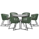 Mesa E 6 Cadeiras E Noronha Preto E11 Trama Original Verde