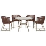 Mesa Com 4 Cadeiras E Noronha Estofado 9 Trama Original Marrom