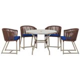 Mesa Com 4 Cadeiras E Noronha Estofado 10 Trama Original Marrom