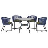 Mesa Com 4 Cadeiras E Noronha Estofado 13 Trama Original Azul