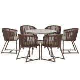 Mesa E 6 Cadeiras E Noronha Marrom E8 Trama Original Marrom