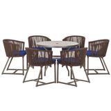 Mesa E 6 Cadeiras Jantar Noronha Marrom E10 Trama Original Marrom
