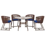 Mesa Com 4 Cadeiras E Noronha Estofado 10 Trama Original Marrom