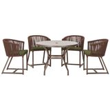 Mesa Com 4 Cadeiras E Noronha Estofado 13 Trama Original Marrom