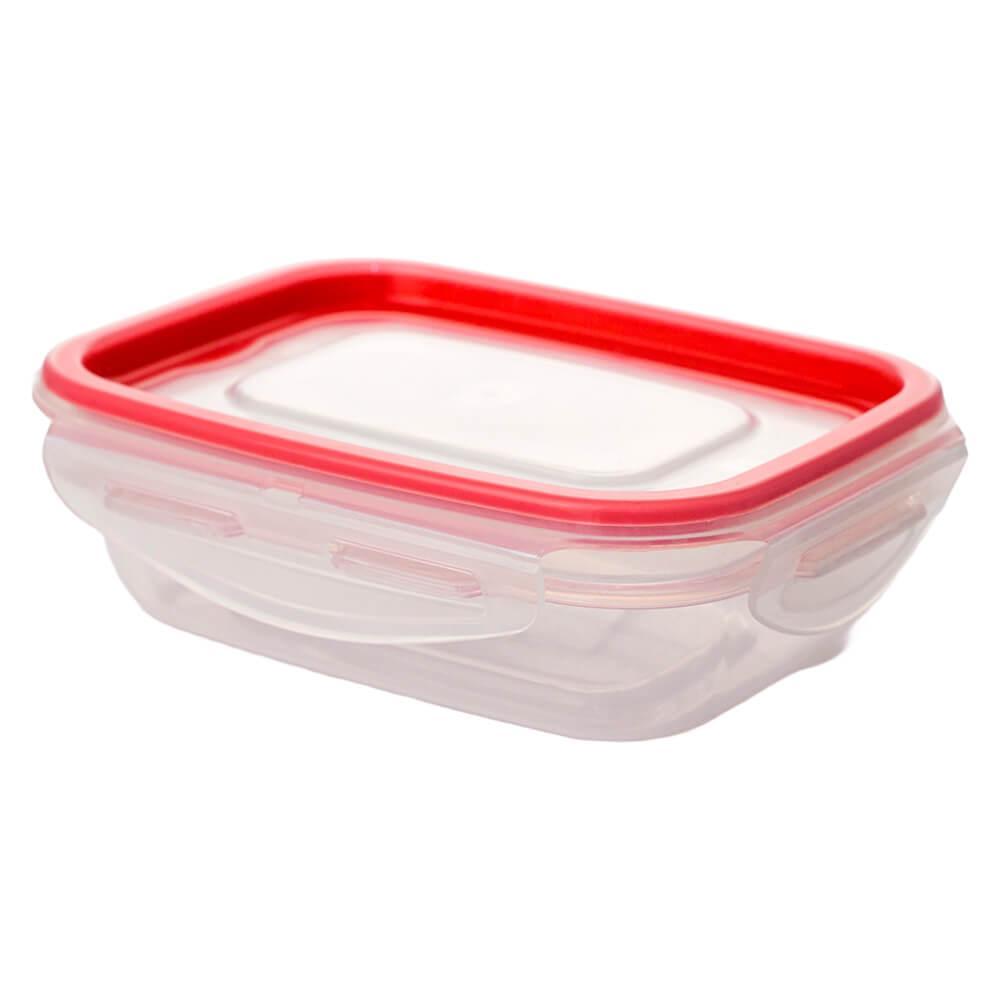 Pote Hermético De Plástico Com Travas Retangular 350ml - Tritec 5285 Vermelho