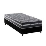 Cama Box Solteiro: Colchão Molas Ensacadas Black Graphite + Base Crc Suede Gray (88x188)