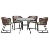 Mesa Com 4 Cadeiras E Noronha Estofado 5 Trama Original Marrom