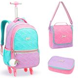 Kit Mochila De Rodinhas + Lancheira Térmica + Estojo Box Love Just Estrelas Denlex Colorido