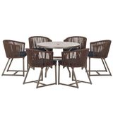 Mesa Com 6 Cadeiras De Jantar Noronha E12 Trama Original Marrom