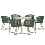 Mesa E 6 Cadeiras De Jantar Noronha Fendi E5 Trama Original Verde
