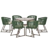 Mesa E 6 Cadeiras E Noronha Marrom E7 Trama Original Verde