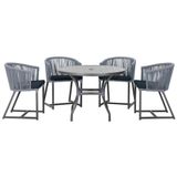 Mesa Com 4 Cadeiras E Noronha Estofado 12 Trama Original Prata