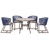 Mesa Com 4 Cadeiras E Noronha Estofado 6 Trama Original Azul