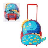 Mochila De Rodinhas Dinossauro - Azul
