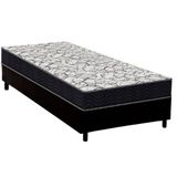 Cama Box Solteiro: Colchão Espuma D45 Ortobom Airtech 150 + Base Crc Suede Black (88x188)