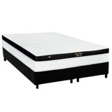 Cama Box Queen: Colchão Molas Masterpocket Ensacadas Luckspuma Gold Line Elastic Gel + Base Crc Suede Black (158x198)