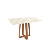 Mesa Para Cozinha Elma Madeira Maciça Com Tampo Madeirado Com Vidro 80x120cm Carvalho Off White Vidro Off White Kappesberg