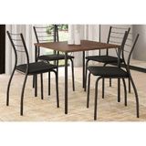 Conjunto Mesa Sala Jantar 1545 Aço Com Tampo Madeirado 87x87cm E 4 Cadeiras 1700 Preto Legno Preto Carraro