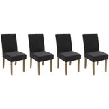 Cadeira Sala De Jantar 2cad133fr Kit 4 Un Freijo Suede Preto A038