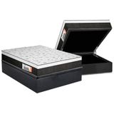 Cama Box Baú Queen: Colchão Anatômico Plumatex Falcon Ultra Firme + Base Crc Suede Gray (158x198)