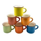 Jogo 6 Mini Xícaras/canecas Em Ceramica Colorida 60ml