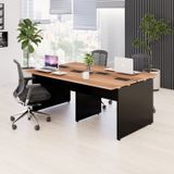 Plataforma Estação De Trabalho 4 Lugares 180cmx120cm Pé Painel Espresso Móveis Marrom/preto