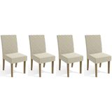 Cadeira Sala De Jantar 2cad133fr Kit 4 Un Freijó Linho Bege A019