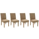 Cadeira Sala De Jantar 2cad133ng Kit 4 Un Nogueira Suede Bege A036